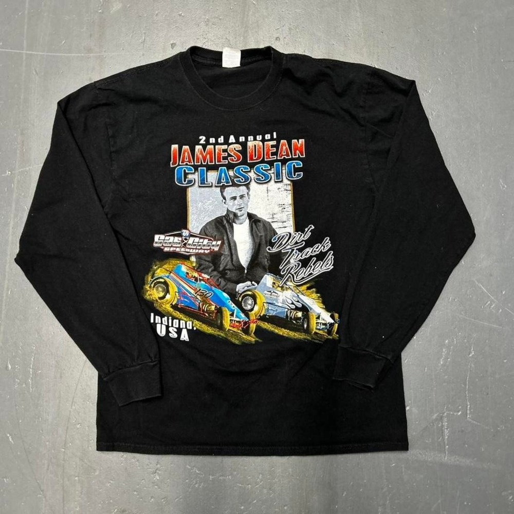 Vintage style James dean racing classic graphic long sleeve tee shirt tshirt